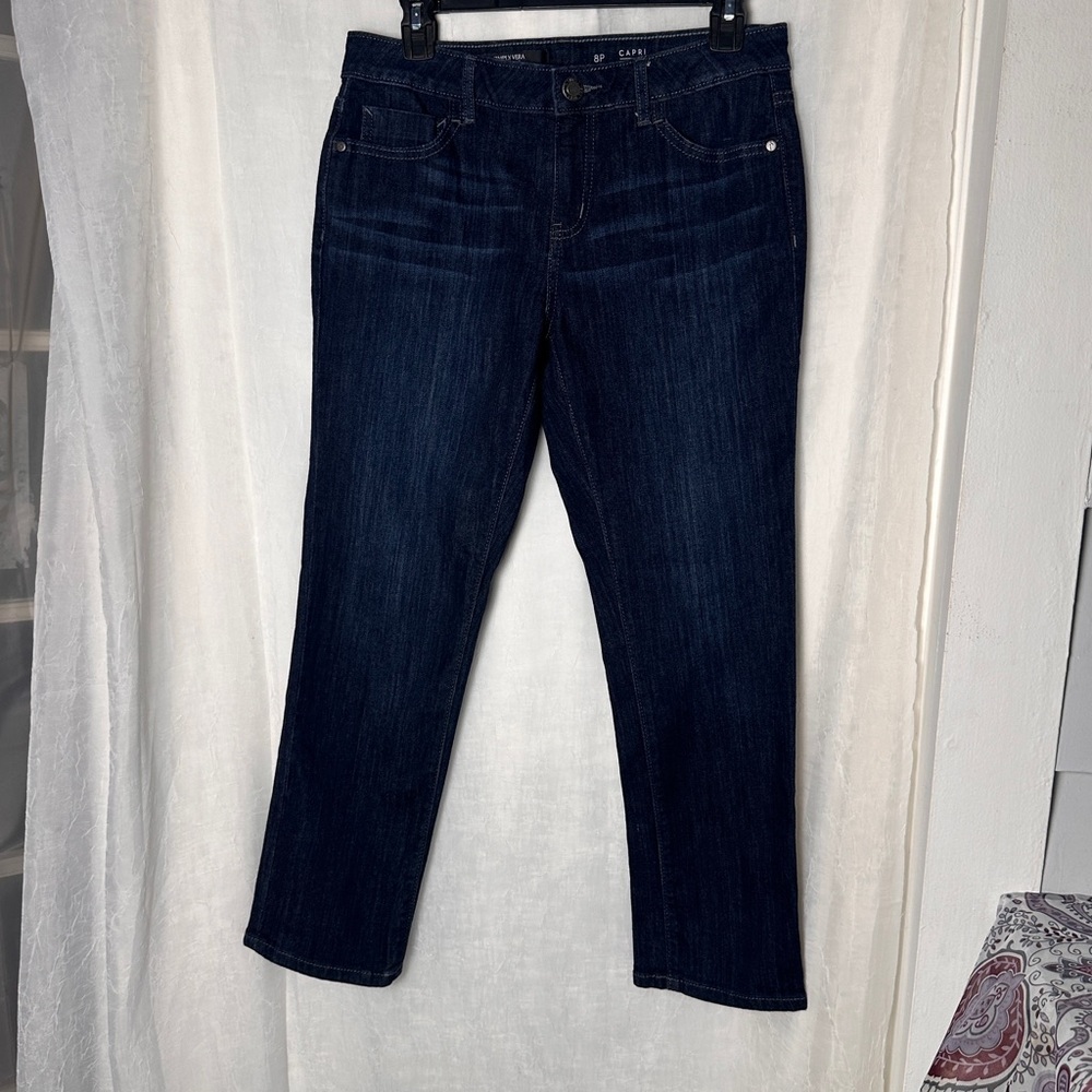 3/$20 💥 Simply‎ Vera Vera Wang High Rise Dark Wash Denim Cropped Jeans | 8P - Picture 7 of 12